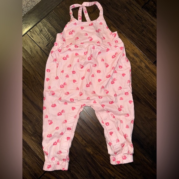 Pink Heart-Patterned Kids Overalls - Carters - Picture 1 of 4